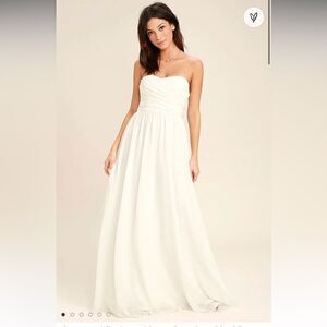 Lulu’s Love and Be Loved Ivory Strapless Maxi Dress Sz M